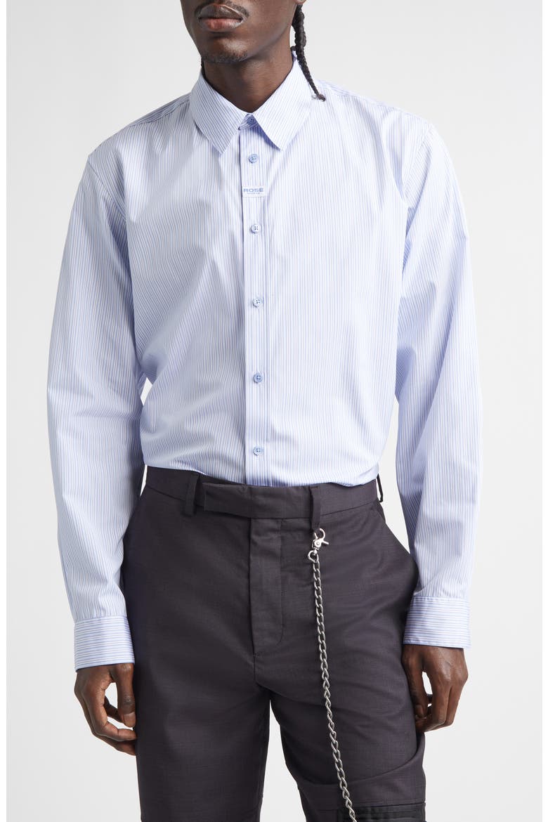 Classic Logo Stripe Button-Up Shirt, Main, color, BLUE
