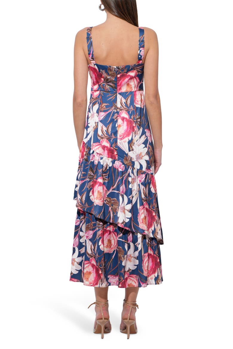 Dione Floral Tiered Ruffle Dress, Alternate, color, NAVY