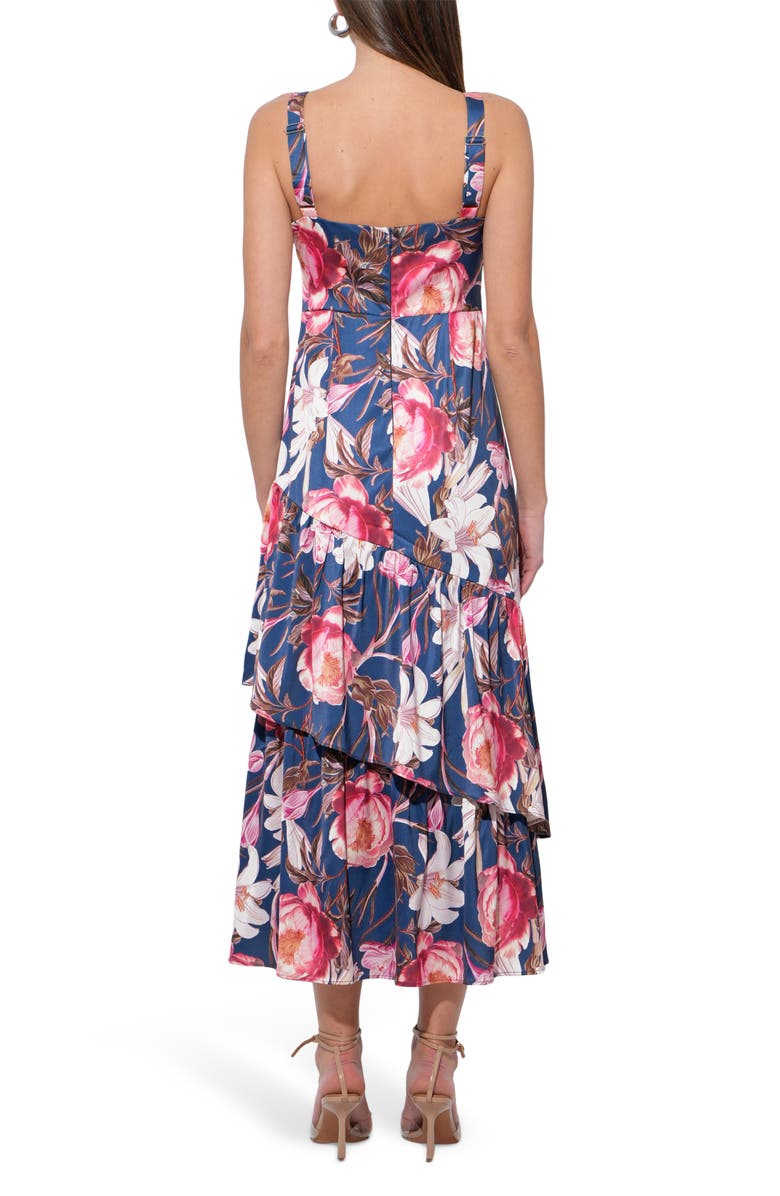 Adelyn Rae Dione Floral Tiered Ruffle Dress, Alternate, color, Navy