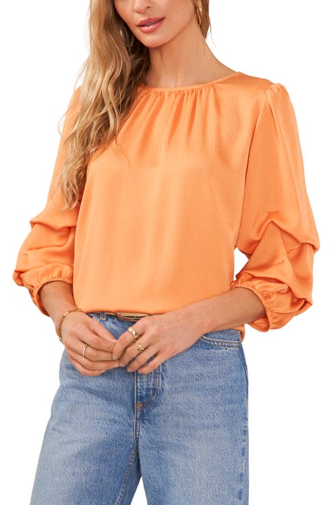 Bubble Sleeve Satin Top