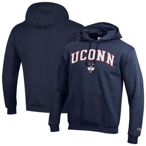 Men's Champion  Navy UConn Huskies Arched Logo Fleece Pullover Hoodie