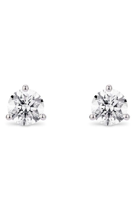 1-Carat Round Lab Grown Diamond Stud Earrings
