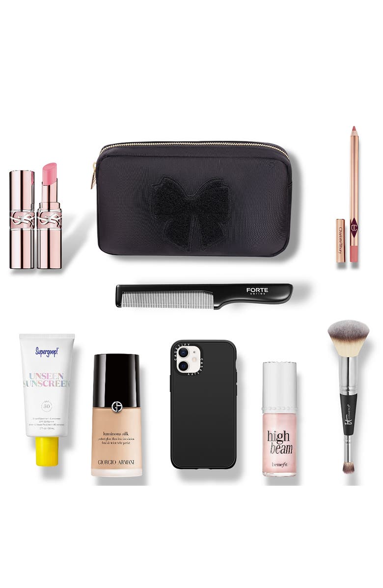 Bloc Bags Medium Bow Cosmetics Bag, Alternate, color, Black/Black