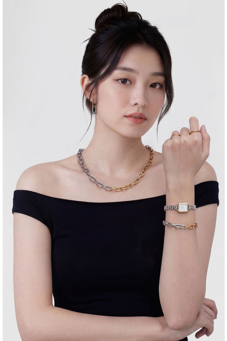 Quadro Mini Arch Bracelet Watch, 15mm x 18mm, Alternate, color, SILVER-TONE