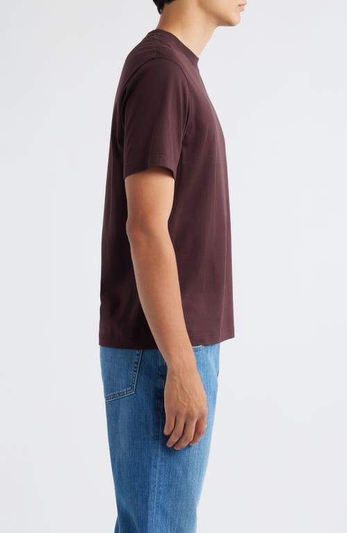 Frame Short Sleeve Light Cotton Tee In Burgundy