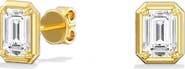 Everlee Gold Frame Emerald Lab Diamond Studs in 14K Gold