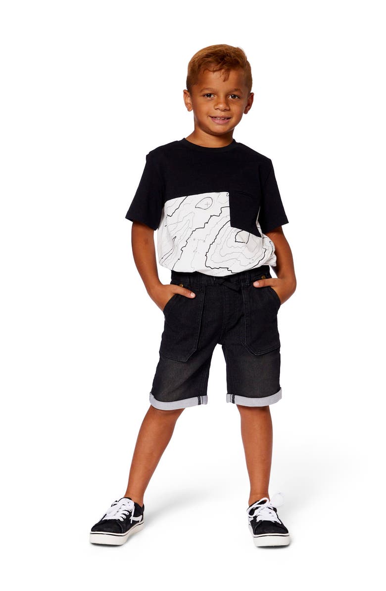 Deux par Deux Baby Boy's French Terry Denim Short Black Jeans, Alternate, color,
