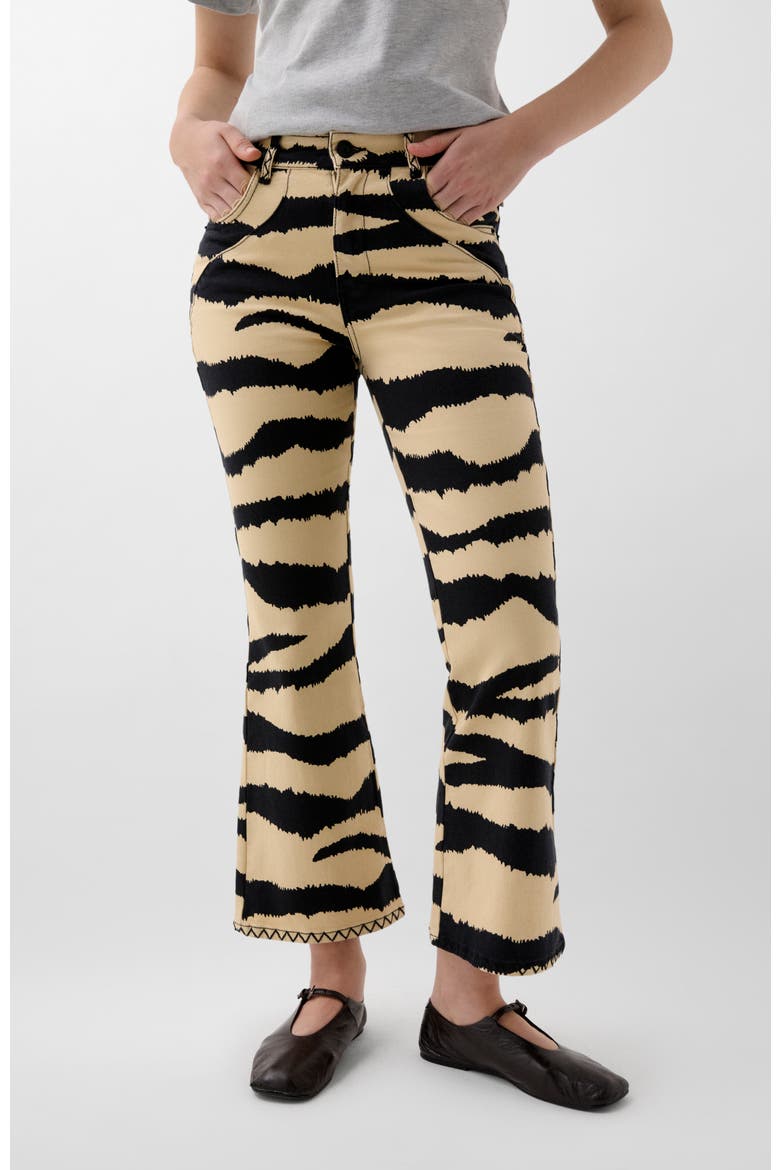 Ankle Zebra Denim Pant, Main, color, Animalprint