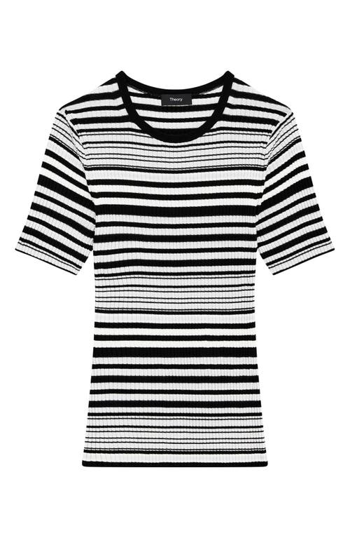 Theory Ribbed Short-sleeve Sweater In Regal Wool In Multi