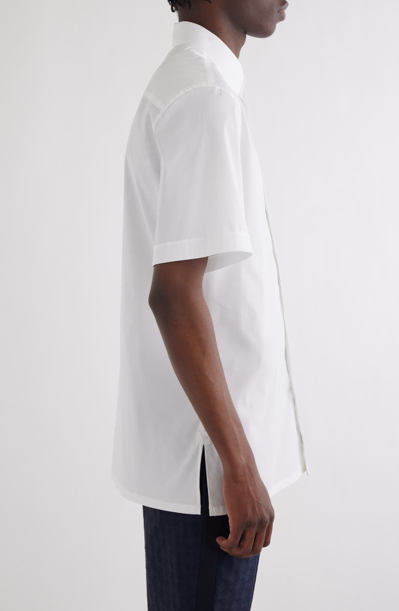 Givenchy Military Short Sleeve Cotton Blend Button-Up Shirt, Alternate, color, White
