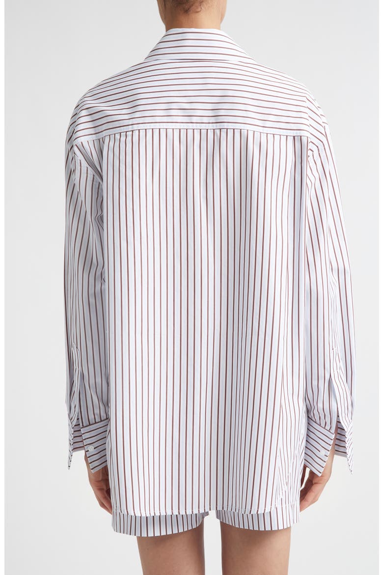 Maud Stripe Oversize Cotton Poplin Button-Up Shirt, Alternate, color, DARK RED/ LIGHT BLUE