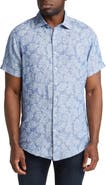 Rodd & Gunn Yelverton Sport Fit Frond Print Short Sleeve Linen Button-Up Shirt