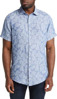 Rodd & Gunn Yelverton Sport Fit Frond Print Short Sleeve Linen Button-Up Shirt