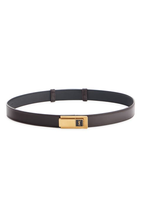 Charniere Logo Buckle Leather Belt