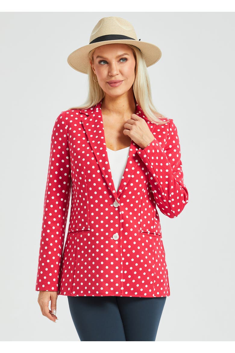 Classic Blazer Stretch Ponte, Main, color, Red White Dot