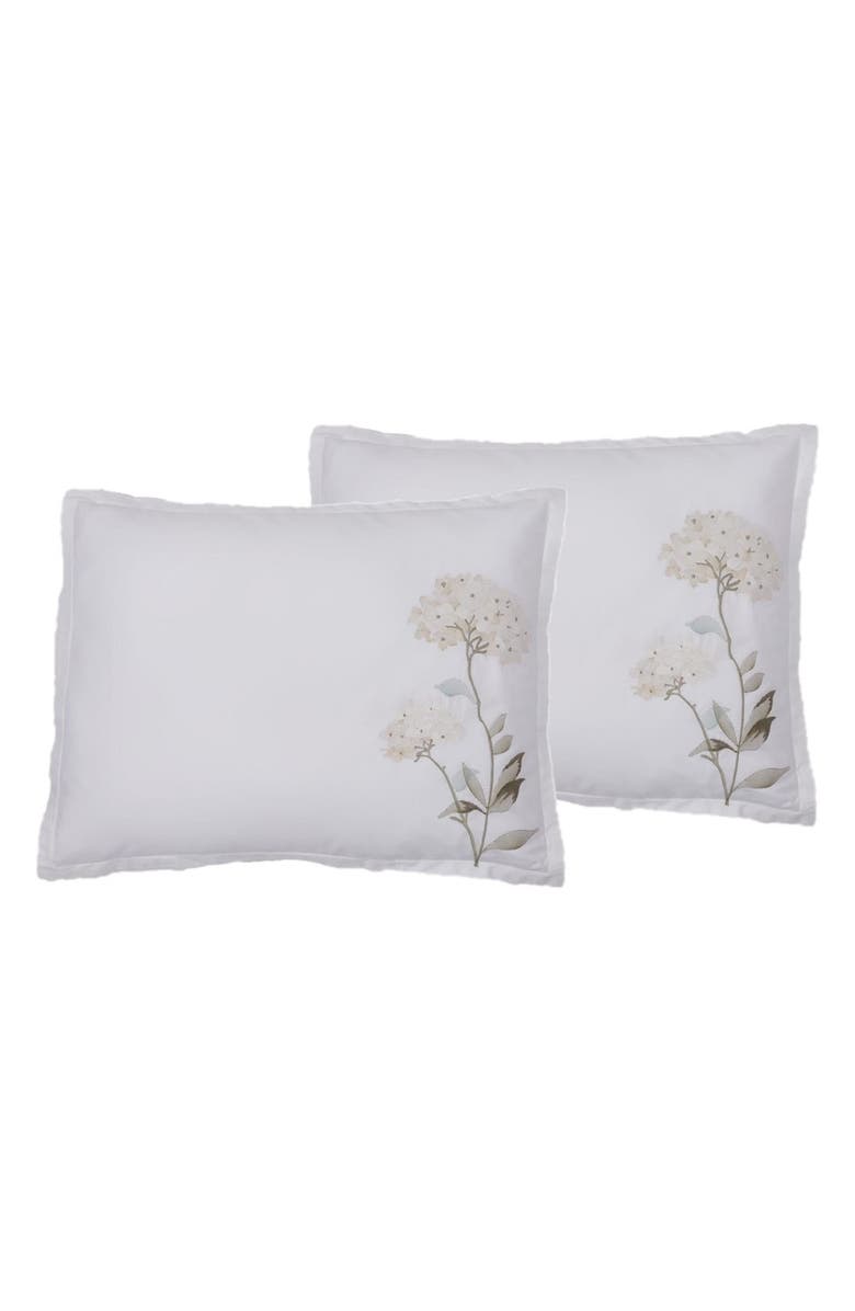 MELANGE HOME White Hydrangea Embroidery Cotton Duvet Cover Set, Alternate, color, White/ White