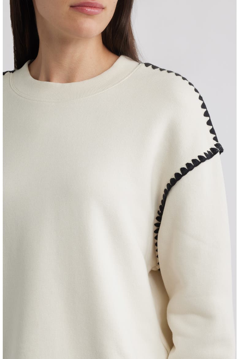 Blanket Stitch Terry Sweatshirt, Alternate, color, CHALK