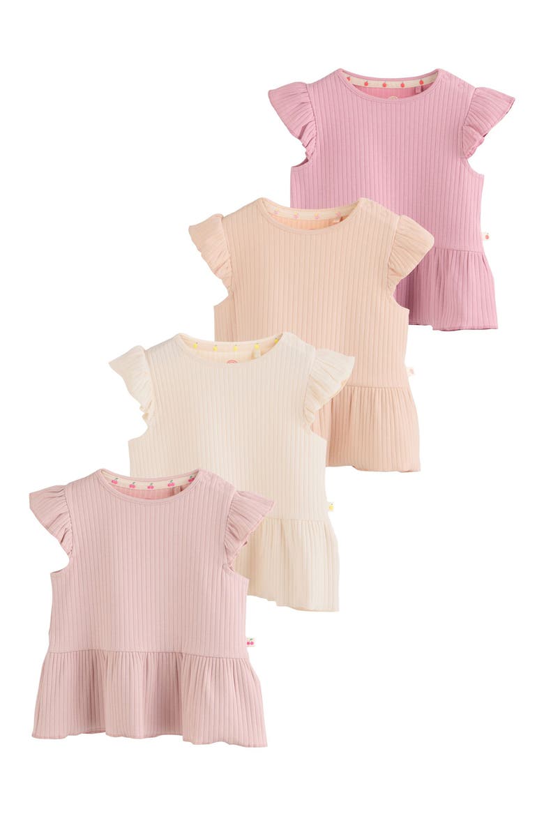 4-Pack Stretch Cotton Peplum T-Shirts, Main, color, PINK