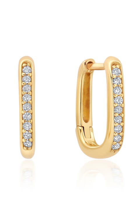 Pavé Square Huggie Hoop Earrings
