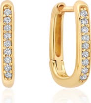 Crislu Pavé Square Huggie Hoop Earrings
