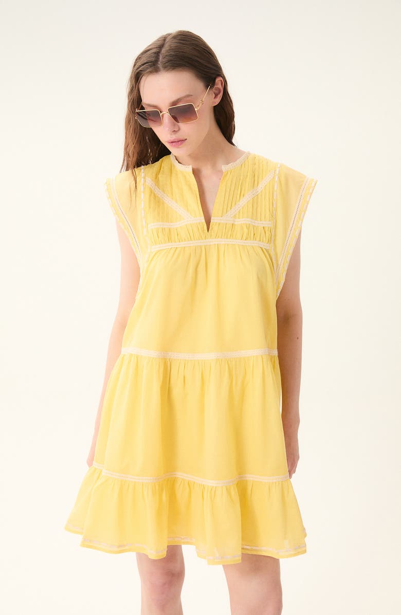 DELUC Onza Lace Trim Cotton Minidress, Alternate, color, 