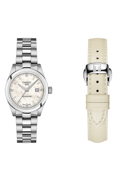 Tissot T-my Automatic Bracelet Watch & Leather Strap Gift Set, 29.3mm In Neutral