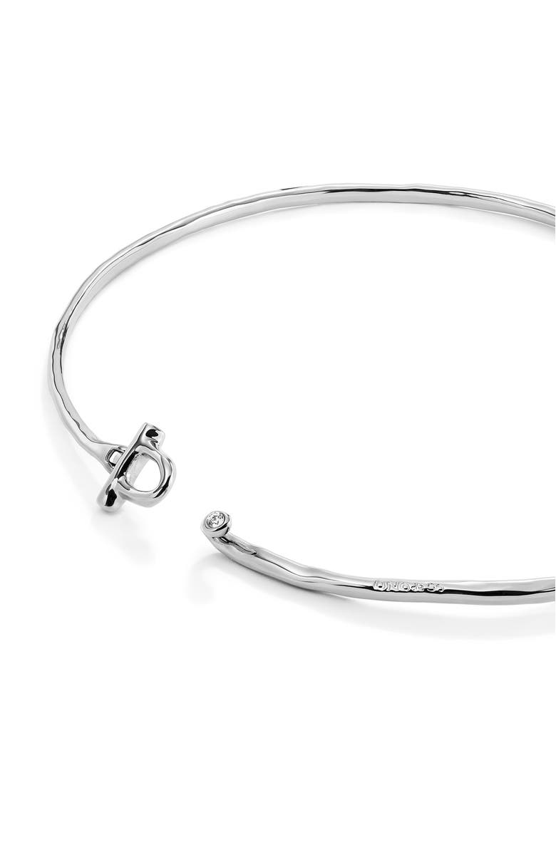 UNODE50 Rigid Necklace With Front Clasp Plated In Sterling Silver With White Topaz, Alternate, color, Metallic Silver