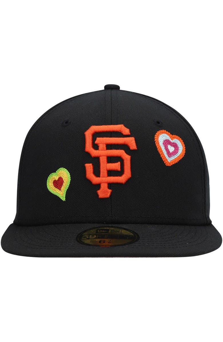 New Era Men's New Era Black San Francisco Giants Chain Stitch Heart 59FIFTY Fitted Hat, Alternate, color, 