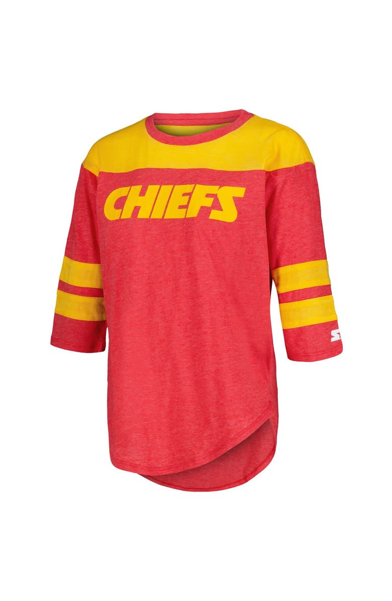 STARTER Women's Starter Red Kansas City Chiefs Fullback Tri-Blend 3/4-Sleeve T-Shirt, Alternate, color,