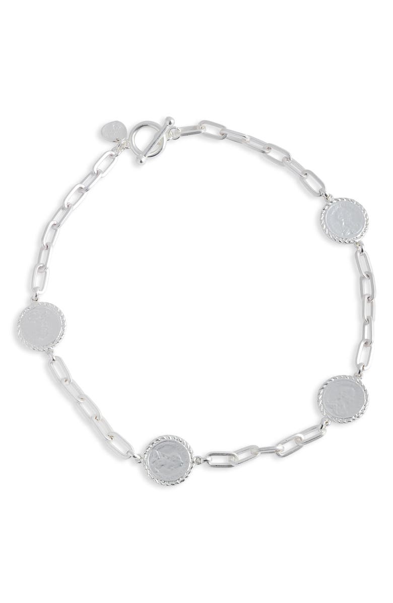 Karine Sultan Coin Station Necklace, Main, color, Silver