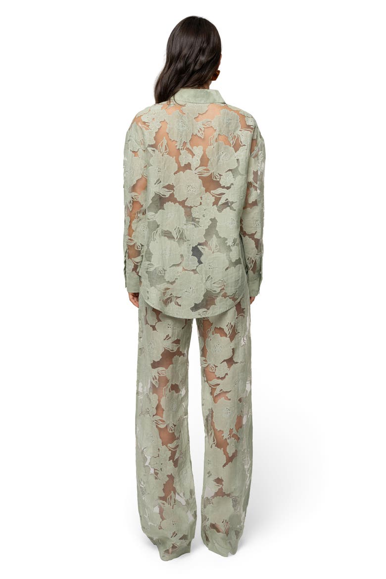 Organza Floral Blouse, Alternate, color, Sage
