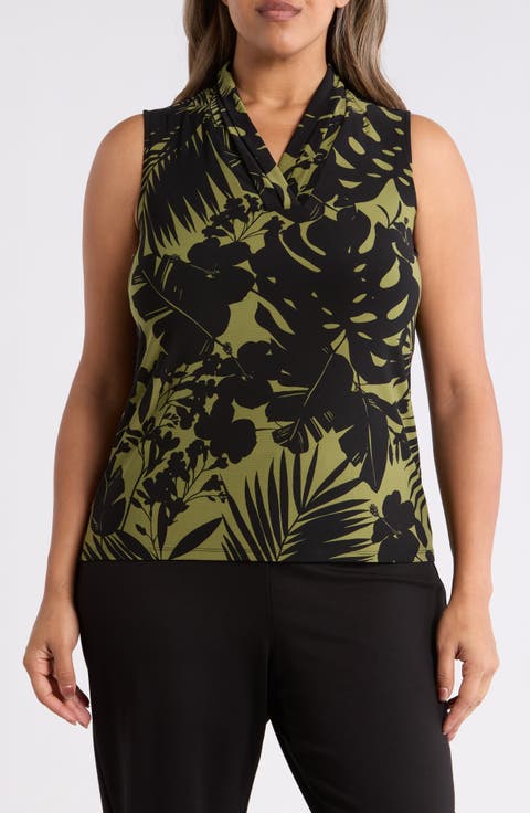 Floral Print Sleeveless Top (Plus)