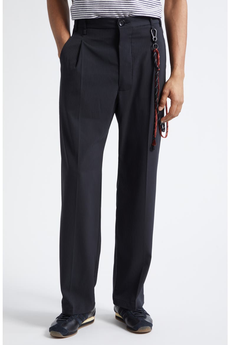 Pleated Loose Fit Pants, Main, color, NAVY
