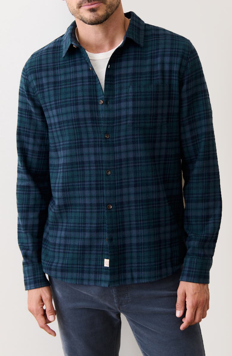 Marine Layer Tahoe Plaid Flannel Button-Up Shirt, Main, color, Green/ Navy Plaid