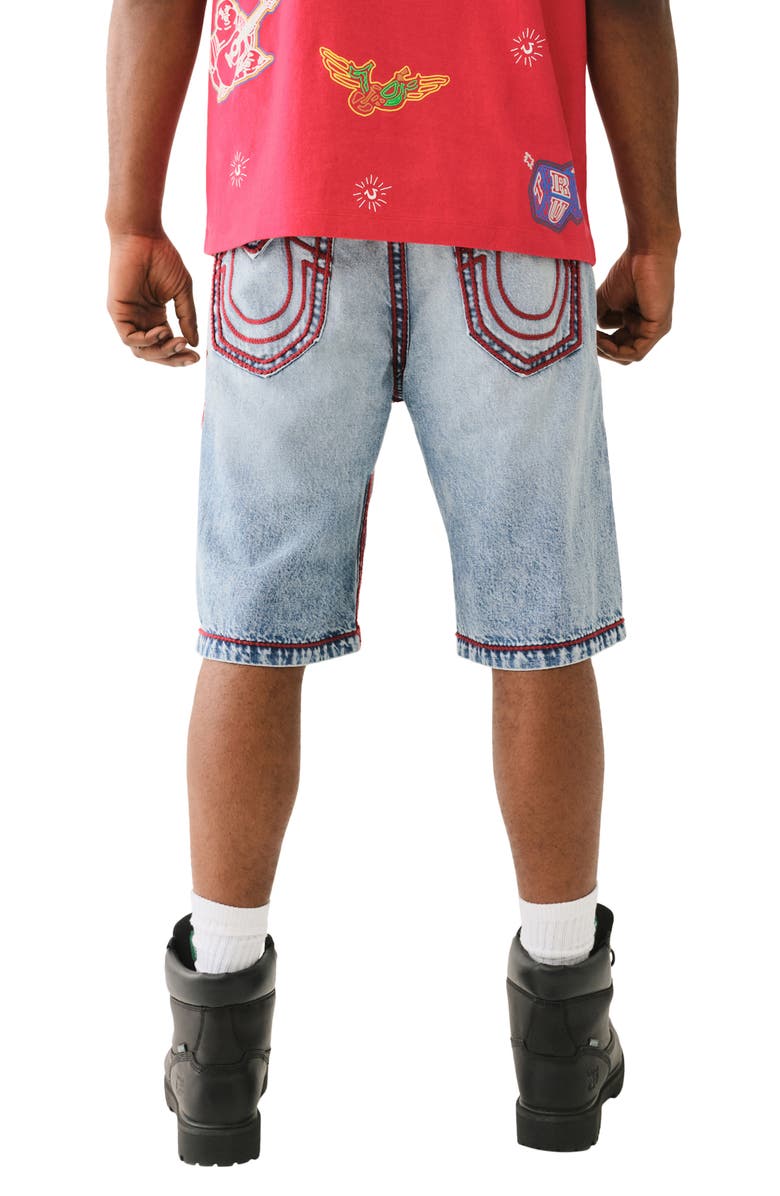 True Religion Vinny Rope Stitch Ultra Baggy Denim Cargo Shorts, Alternate, color, Blue Cascade Medium Wash