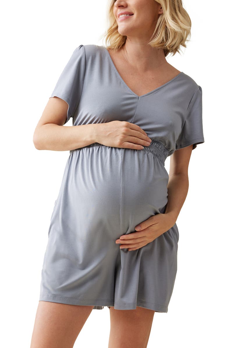 Ingrid & Isabel Knit Maternity Romper, Alternate, color, Coastal Gray