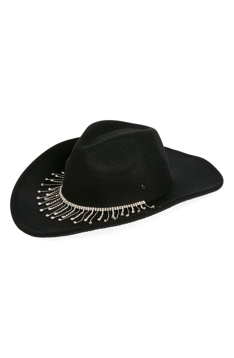 Steve Madden Rhinestone Fringe Cowboy Hat, Main, color, 