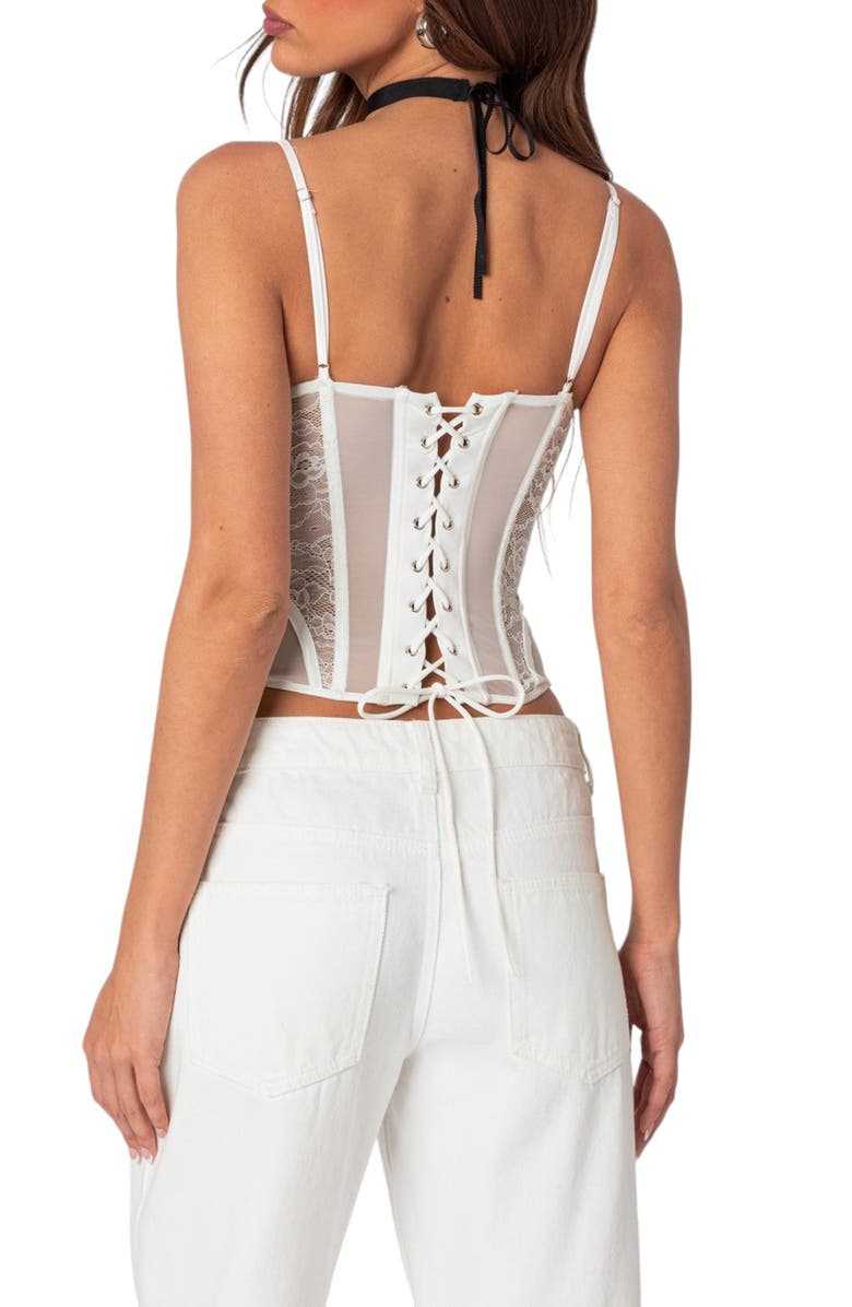 EDIKTED Becki Sheer Lace Corset Crop Top, Alternate, color, 