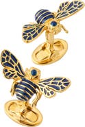 Jan Leslie Bee Sterling Gold Vermeil and Enamel Cufflinks