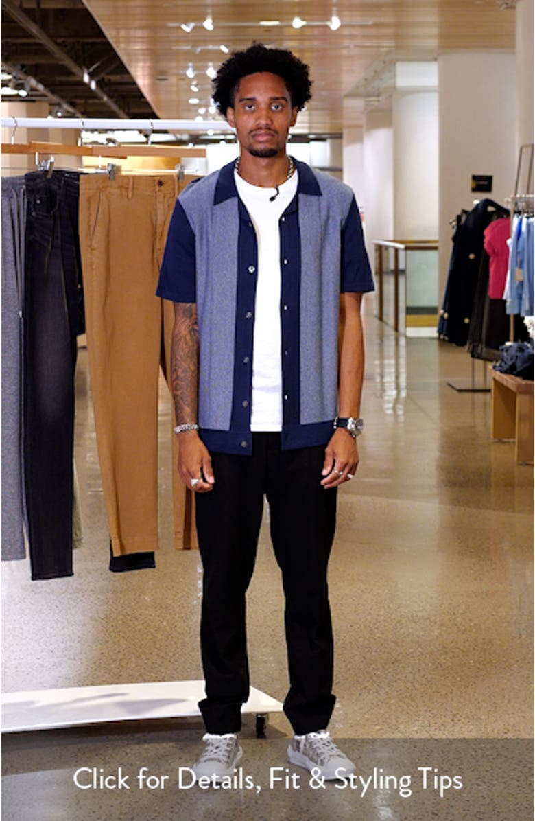 Silas Stripe Knit Cotton Blend Camp Shirt, sales video thumbnail