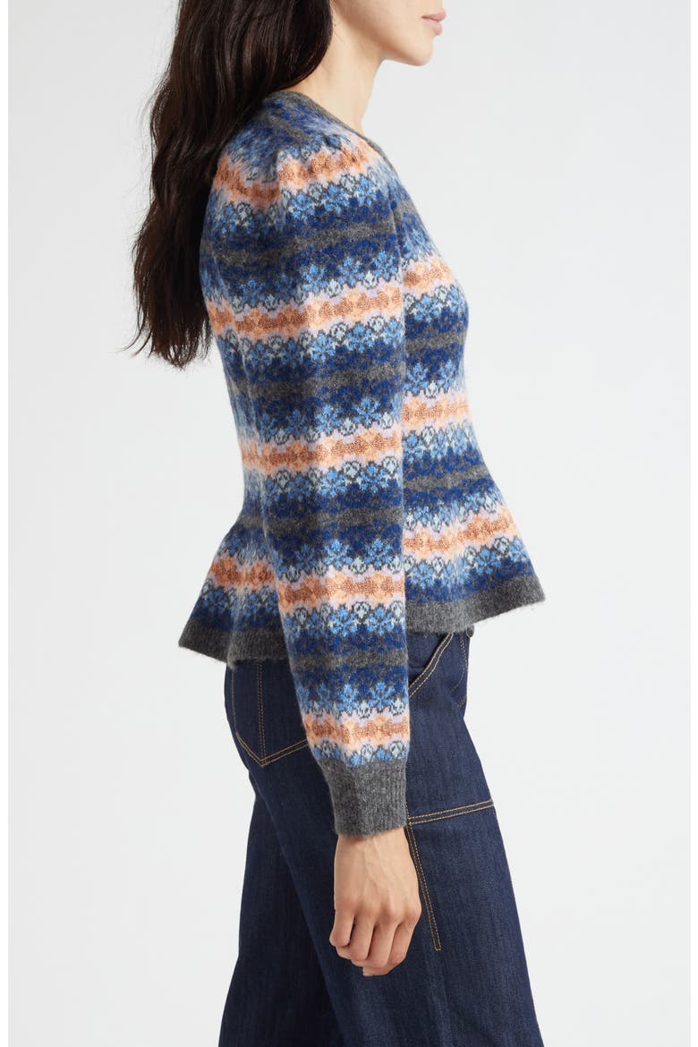 Evelyn Stripe Peplum Crewneck Sweater, Alternate, color, CHARCOAL MULTI