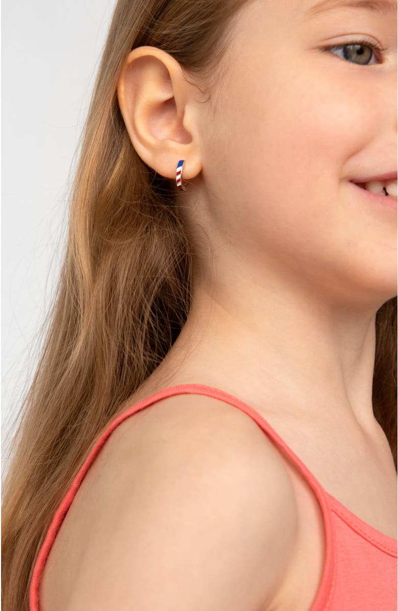 In Season Jewelry Patriotic Flag Hoop Earrings, Alternate, color, Silver