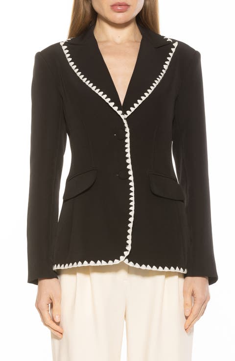 Contrast Embroidered Blazer