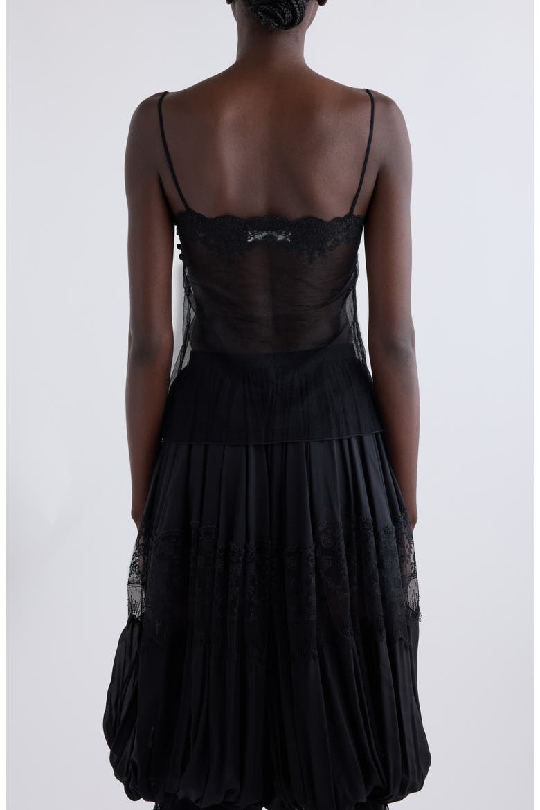 Lace Trim Sheer Fitted Tank, Alternate, color, BLACK
