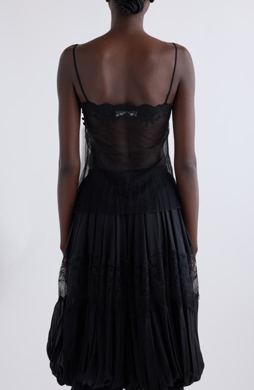 Chloé Lace Trim Sheer Fitted Tank In Black