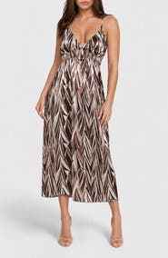 bebe Printed Chiffon Maxi Dress