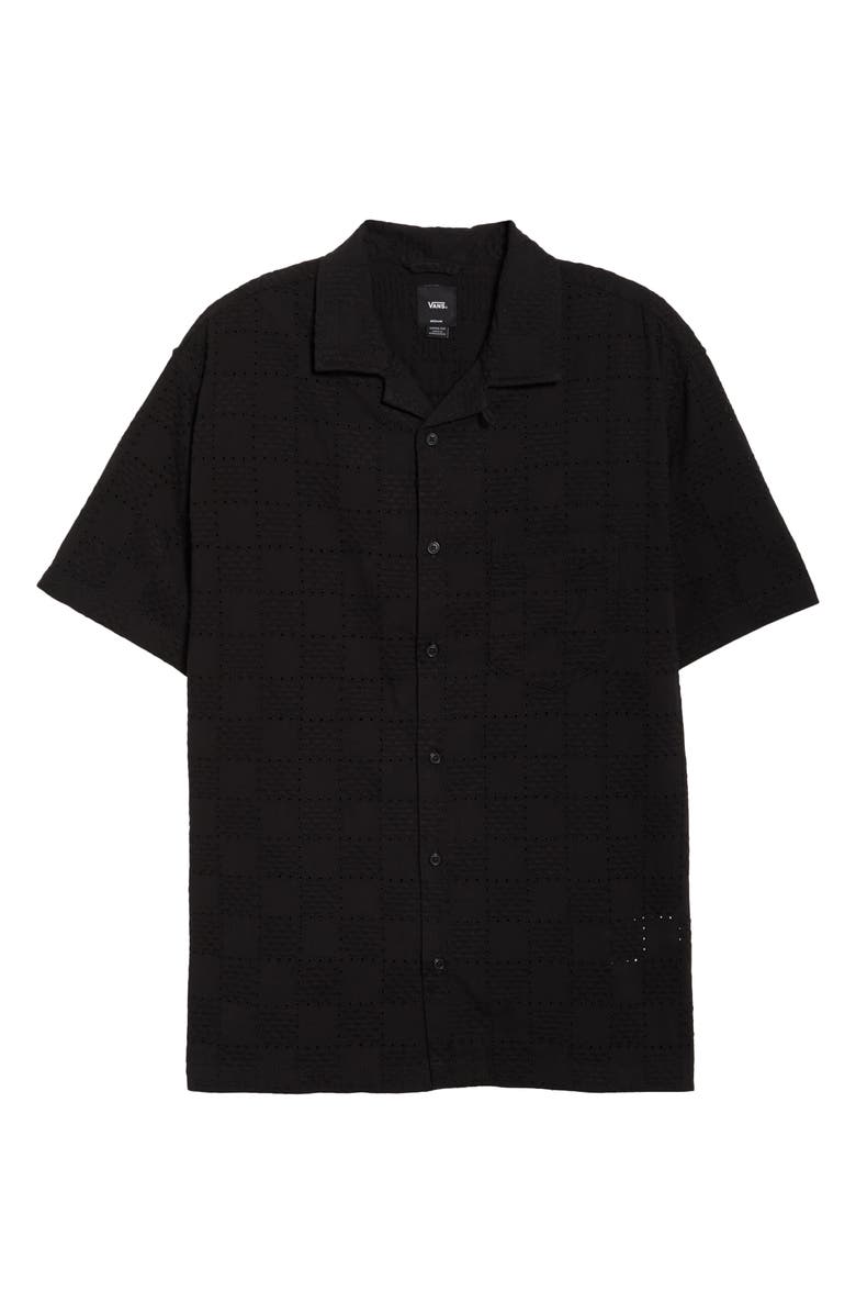 Vans Wayside Eyelet Embrodiered Camp Shirt, Alternate, color, Black
