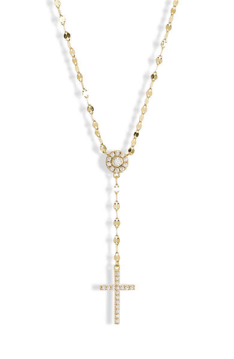 Argento Vivo Sterling Silver CZ Cross Y-Drop Necklace, Main, color, 