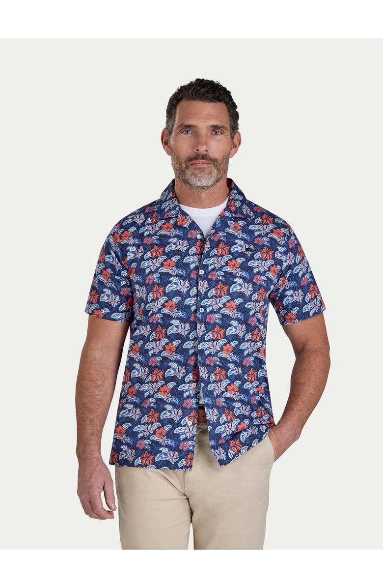 Raging Bull Hawaii Floral Short Sleeve Shirt, Main, color, Navy