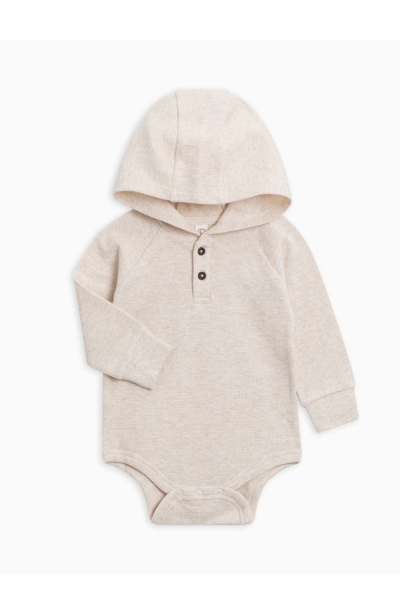 Kendi Cole Waffle Knit Hooded Bodysuit, Main, color, Heather Oat